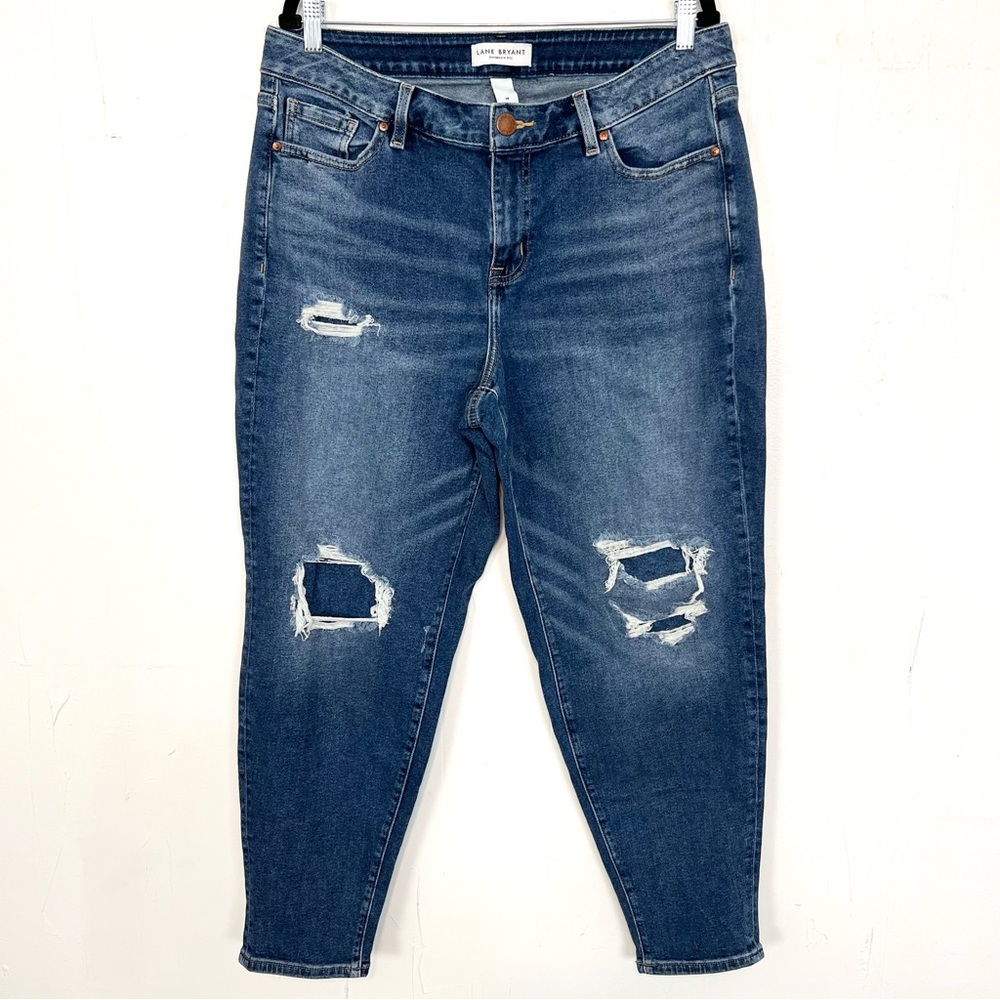 Lane Bryant Curvy High-Rise Distressed Jeans - Dark Blue